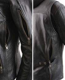 Milwaukee Leather Women's Vented Racer Leather Jacket with Removable Hoodie MLL2501