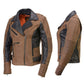 Milwaukee Leather MLL2508 Women's 'Dixie' Vintage Crazy Horse Brown and Black Leather Motorcycle Rider Jacket