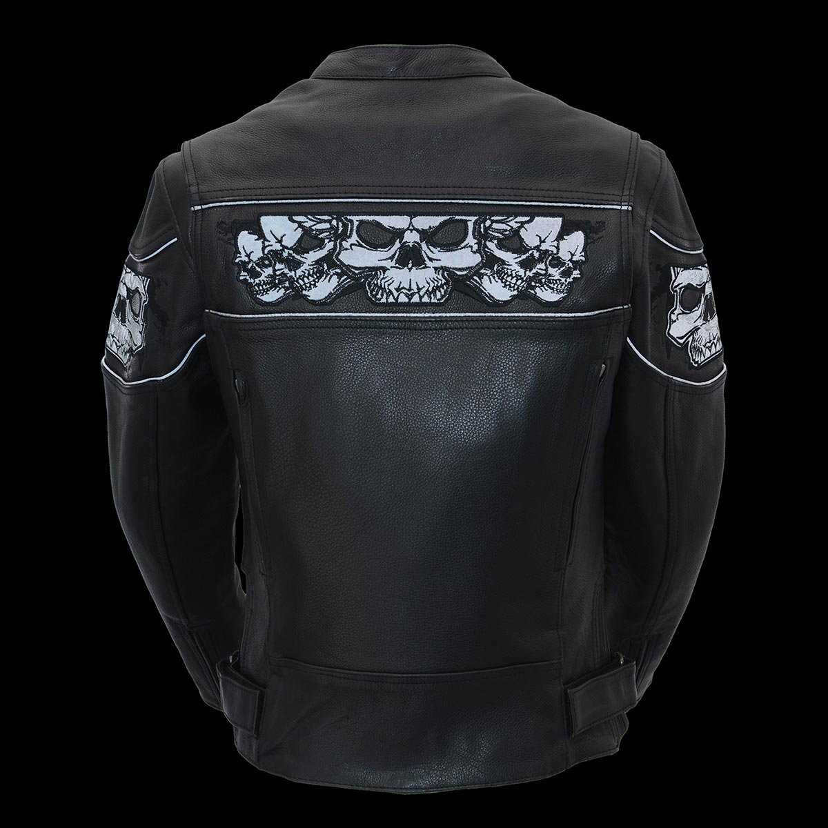 Milwaukee Leather MLL2540 Women's Crossover Black Leather Scooter Jacket Reflective Skull Graphic