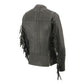 Milwaukee Leather MLL2565 Women's Black Fringed Lightweight Leather Racer Motorcycle Jacket