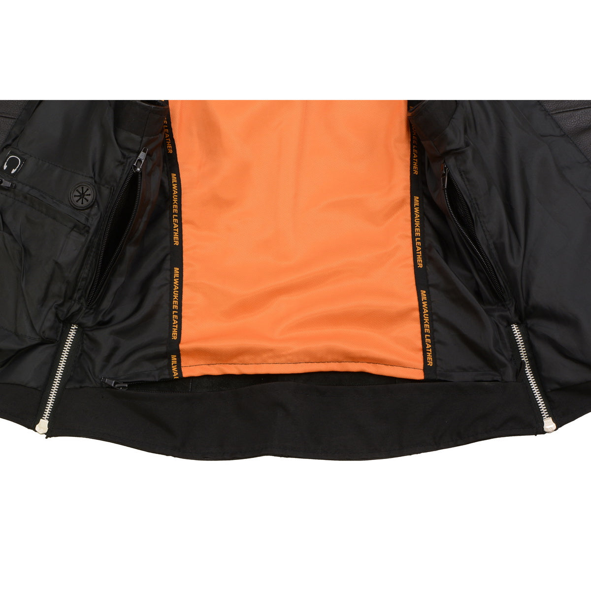 Milwaukee Leather MLL4503 Women's Black Leather Classic V-Neck Motorcycle Rider Vest W/Riveted Lapel Collar Detail