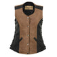 Milwaukee Leather MLL4508 Women's 'Trickster' Vintage Two Tone Crazy Horse Brown and Black Leather Club Style Motorcycle Vest