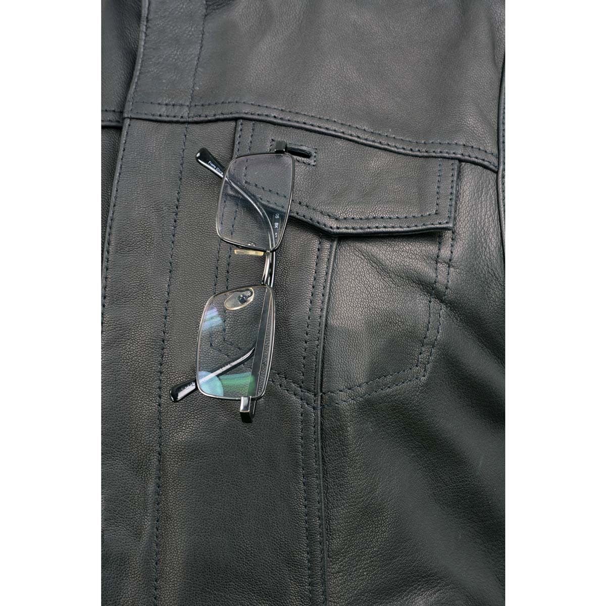 Milwaukee Leather MLL4512 Women’s Black Leather 'Lashes' Club Style Motorcycle Rider Vest W/ Concealed Dual Closure