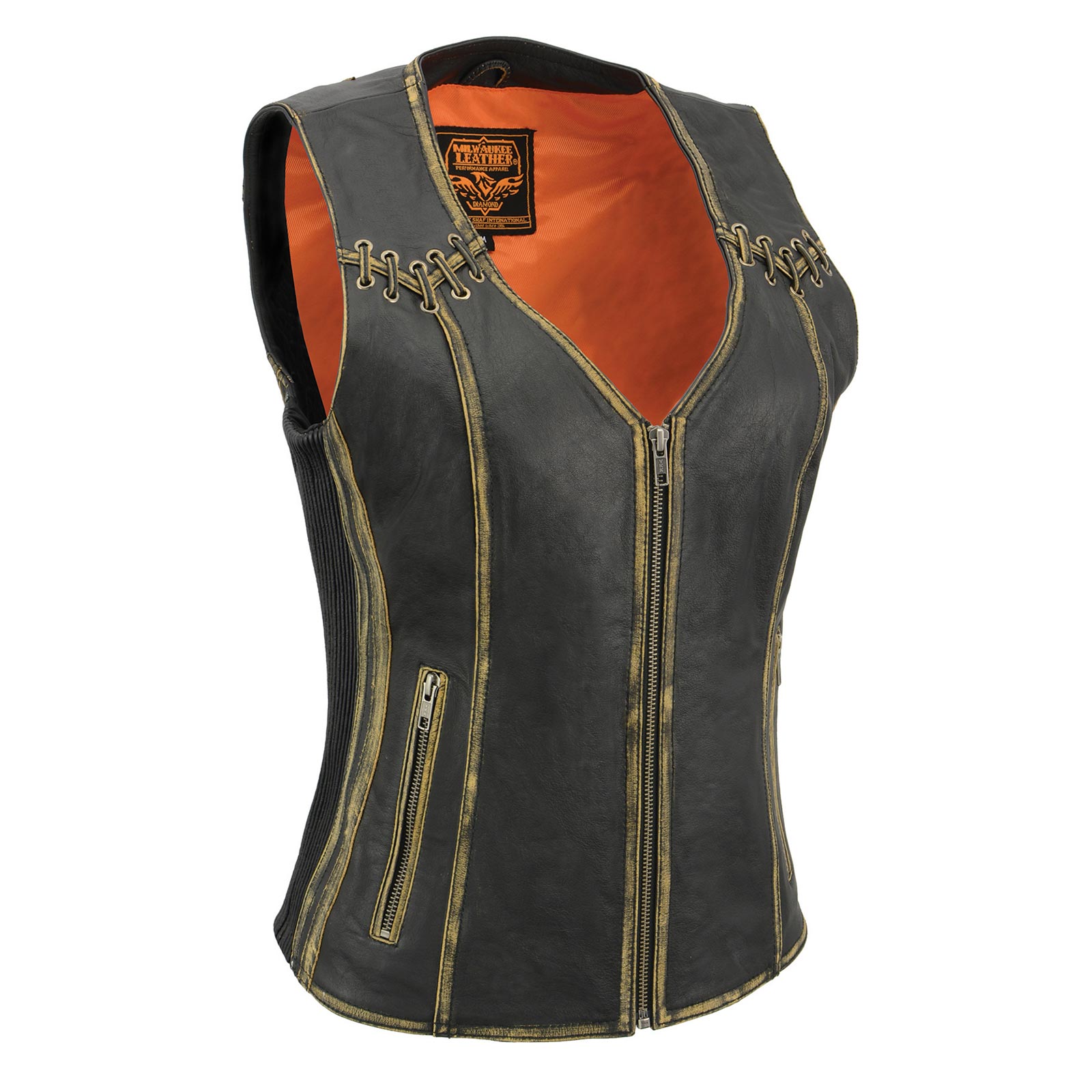 Milwaukee Leather MLL4527 Women's Distressed Brown Leather Vest