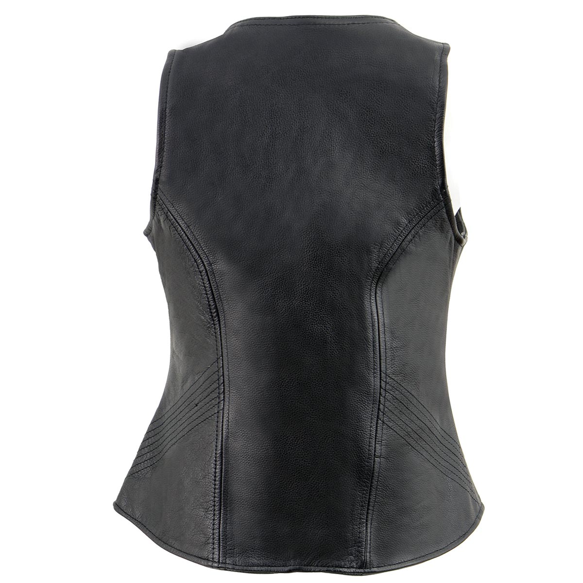 Milwaukee Leather MLL4530 Women's Open Neck Front Zipper Black Leather Vest