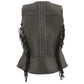 Milwaukee Leather MLL4565 Women's Black Fringed Leather Rivet Detail Side Buckle and Zipper Motorcycle Rider Vest