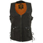 Milwaukee Leather Women's Classic V-Neck Black Leather Motorcycle Rider Vest w/ Adjustable Side Laces MLL4575