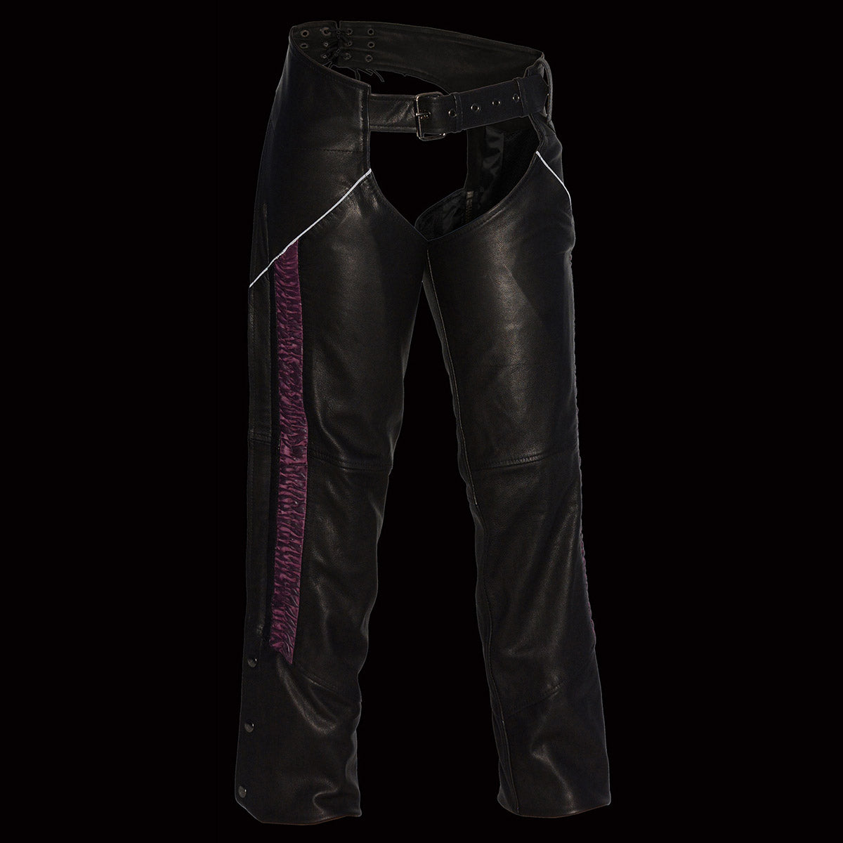 Milwaukee Leather MLL6500 Women's Black and Fuchsia Leather Hip Set Chaps