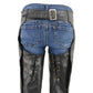 Milwaukee Leather Women's Black Premium Leather Motorcycle Rider Protective Chaps MLL6520