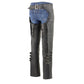 Milwaukee Leather Women's Black Premium Leather Motorcycle Rider Protective Chaps MLL6520