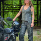 Milwaukee Leather Women Distress Grey Premium Leather Motorcycle Chaps w/ Accent Lace Details MLL6536