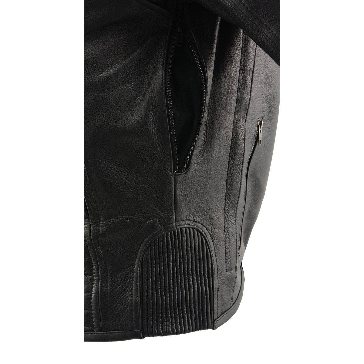 Milwaukee Leather MLM1502 Men's Black Premium Leather Vented Motorcycle Biker Jacket w/ Cool-Tec Leather Treatment Tech