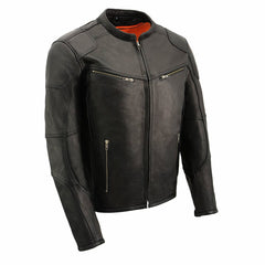 Milwaukee Leather MLM1502 Men's Black Premium Leather Vented Motorcycle Biker Jacket w/ Cool-Tec Leather Treatment Tech