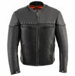 Milwaukee Leather MLM1504 Men's Black ‘The Skelly Racer’ Premium Moto Leather Jacket