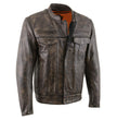 Milwaukee Leather MLM1508 Men's Distress Brown Leather Jacket with Utility Pockets