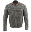 Milwaukee Leather MLM1509 Men's Distressed Brown ‘2 in 1’ Leather Jacket with Zip-Off Sleeves