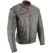 Milwaukee Leather MLM1509 Men's Distressed Brown ‘2 in 1’ Leather Jacket with Zip-Off Sleeves