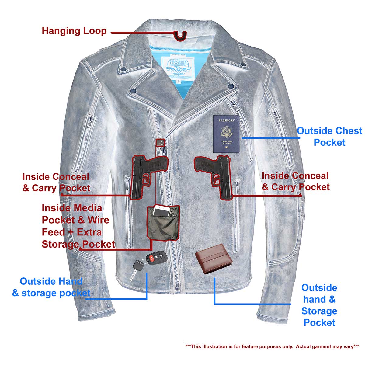 Milwaukee Leather MLM1515 Men's Classic Beltless Distressed