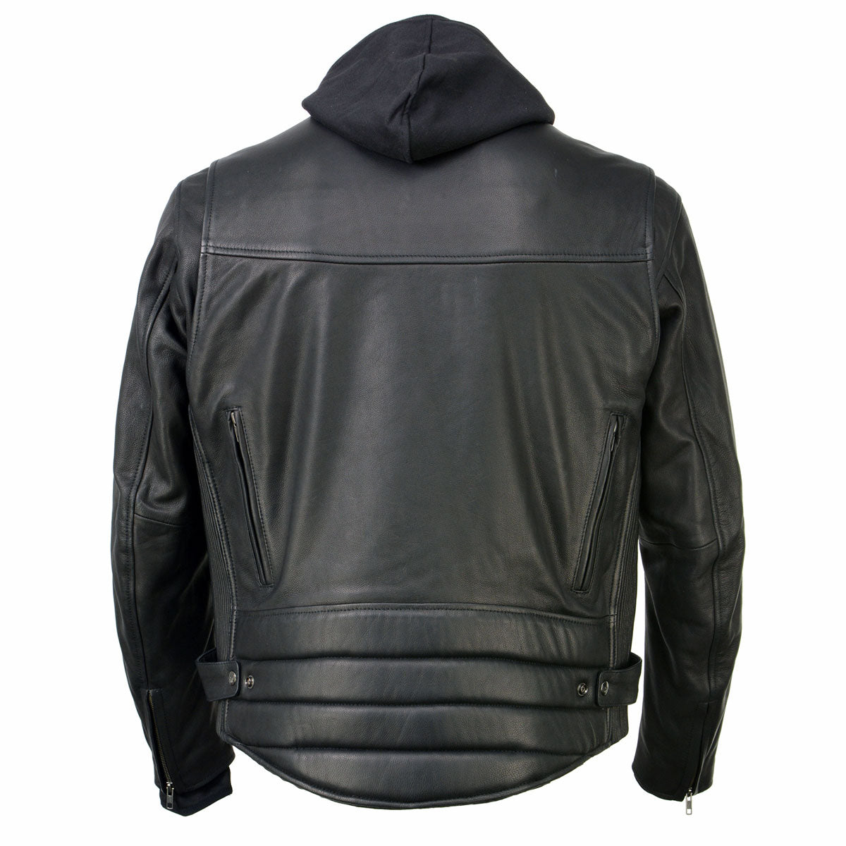 Milwaukee Leather MLM1523 Men's 'Scoundrel' Black Leather Fashion Motorcycle Riding Jacket w/ Removable Hoodie