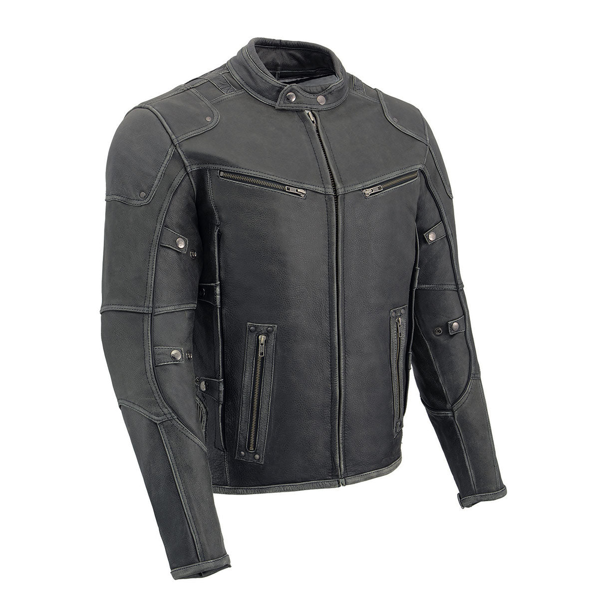 Milwaukee Leather MLM1536 Men's Vintage Grey 'Triple Vent' Leather Jacket