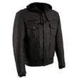 Milwaukee Leather MLM1537 Men's Black Leather ‘Utility Pocket’ Vented Jacket with Removable Hoodie