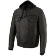 Milwaukee Leather MLM1537 Men's Black Leather ‘Utility Pocket’ Vented Jacket with Removable Hoodie