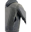 Milwaukee Leather MLM1539 Men's Distressed Grey Leather ‘Utility Pocket’ Vented Jacket with Removable Hoodie
