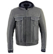Milwaukee Leather MLM1539 Men's Distressed Grey Leather ‘Utility Pocket’ Vented Jacket with Removable Hoodie