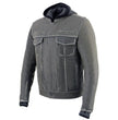 Milwaukee Leather MLM1539 Men's Distressed Grey Leather ‘Utility Pocket’ Vented Jacket with Removable Hoodie