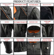 Milwaukee Leather MLM1545 Men's Quilted Pattern Triple Vent Black Leather Scooter Jacket