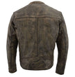 Milwaukee Leather MLM1550 Men's Vented Black-Beige Distressed Leather Scooter Style Motorcycle Jacket w/ Liner