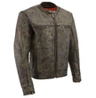 Milwaukee Leather MLM1550 Men's Vented Black-Beige Distressed Leather Scooter Jacket