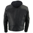 Milwaukee Leather MLM1552 Men's Black Leather ‘Utility Pocket’ Vented Scooter Style Motorcycle Jacket w/ Hoodie