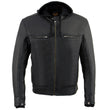 Milwaukee Leather MLM1552 Men's Black Leather ‘Utility Pocket’ Vented Scooter Style Motorcycle Jacket w/ Hoodie