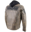 Milwaukee Leather MLM1561 Men's Distressed Brown Leather Jacket with Reflective Skulls