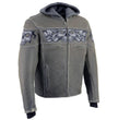 Milwaukee Leather MLM1562 Men's Distress Grey Leather Jacket with Reflective Skulls