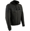 Milwaukee Leather MLM1563 Men's Black Leather Jacket with Reflective Skulls