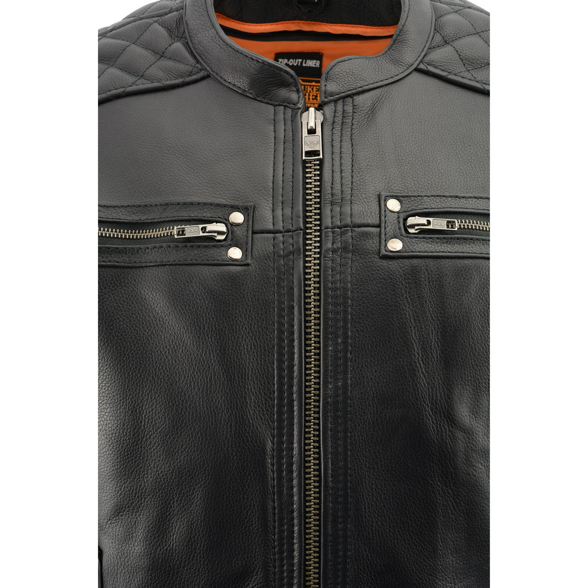 Milwaukee Leather MLM1580 Men's Full Side Lace Vented Black Leather Scooter Jacket