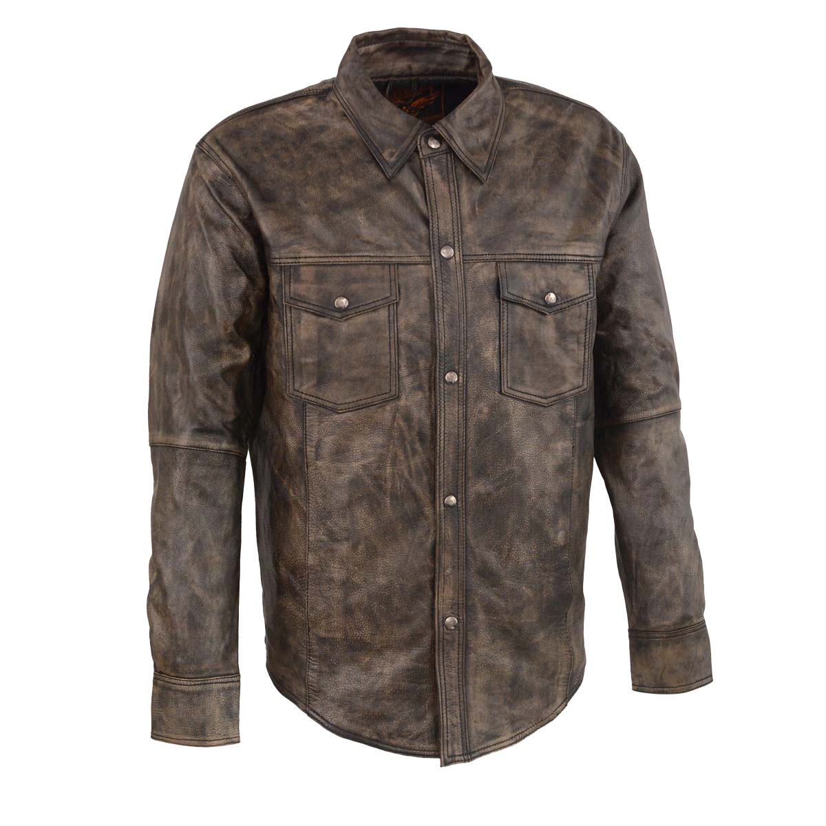 Milwaukee Leather MLM1606 Men's 'Button Down' Distressed Brown Casual ...