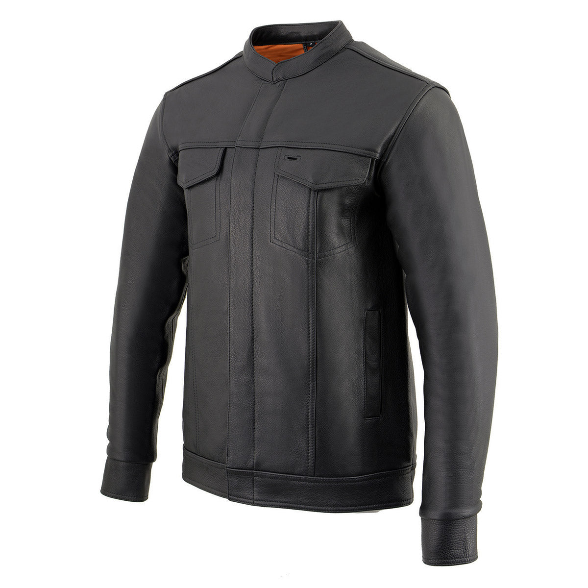 Milwaukee Leather MLM1610 Men's Club Style Black Casual Biker Leather Shirt with Dual Closure