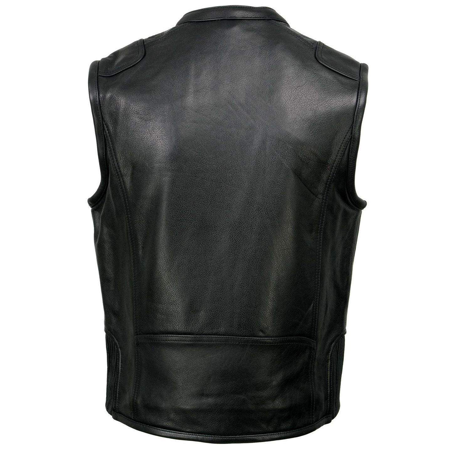 Milwaukee Leather MLM3502 Men's Black Premium Leather Motorcycle Rider Vest with Cool-Tec Leather Treatment Tech
