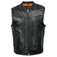 Milwaukee Leather MLM3502 Men's Black Premium Leather Motorcycle Rider Vest with Cool-Tec Leather Treatment Tech