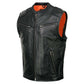 Milwaukee Leather MLM3502 Men's Black Premium Leather Motorcycle Rider Vest with Cool-Tec Leather Treatment Tech