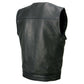 Milwaukee Leather MLM3503 Men's 'Pursuit' Black Premium Naked Goad Leather V Neck Motorcycle Rider Vest
