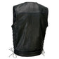 Milwaukee Leather MLM3504 Men's Black 'Pursuit' V Neck Club Style Motorcycle Leather Vest with Adjustable Side Laces