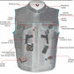 Milwaukee Leather MLM3507 Old Glory Laced Arm Holes Black Motorcycle Leather Vest for Men with Grey Stitching