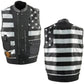 Milwaukee Leather MLM3507 Old Glory Laced Arm Holes Black Motorcycle Leather Vest for Men with Grey Stitching