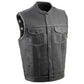 Milwaukee Leather MLM3507 Old Glory Laced Arm Holes Black Motorcycle Leather Vest for Men with Grey Stitching