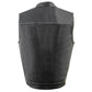 Milwaukee Leather MLM3507 Old Glory Laced Arm Holes Black Motorcycle Leather Vest for Men with Grey Stitching