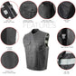Milwaukee Leather MLM3507 Old Glory Laced Arm Holes Black Motorcycle Leather Vest for Men with Grey Stitching